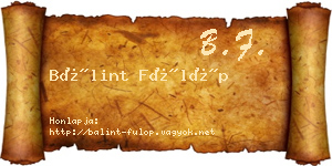 Bálint Fülöp névjegykártya